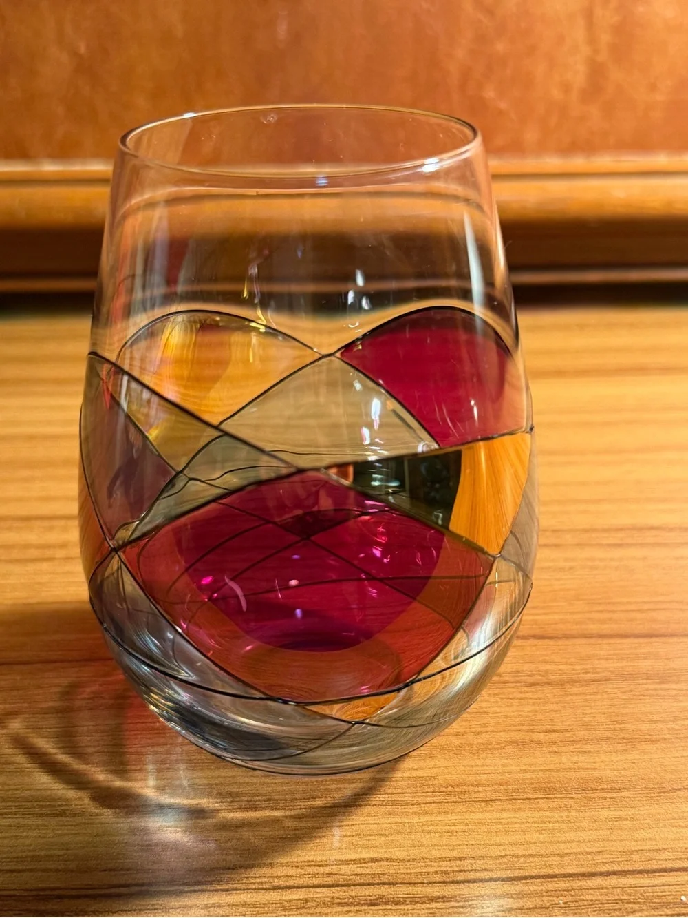 Cornet Barcelona Sagrada Stemless Wine Glass Hand Painted Signed Replacement